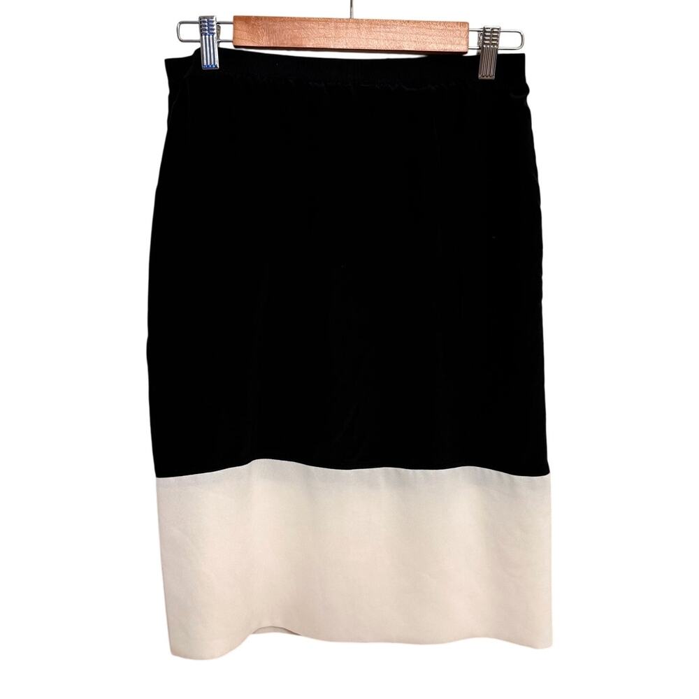 Club Monaco Silk Blend Pencil Skirt Sz 6 Black White Colorblock Office OldMoney